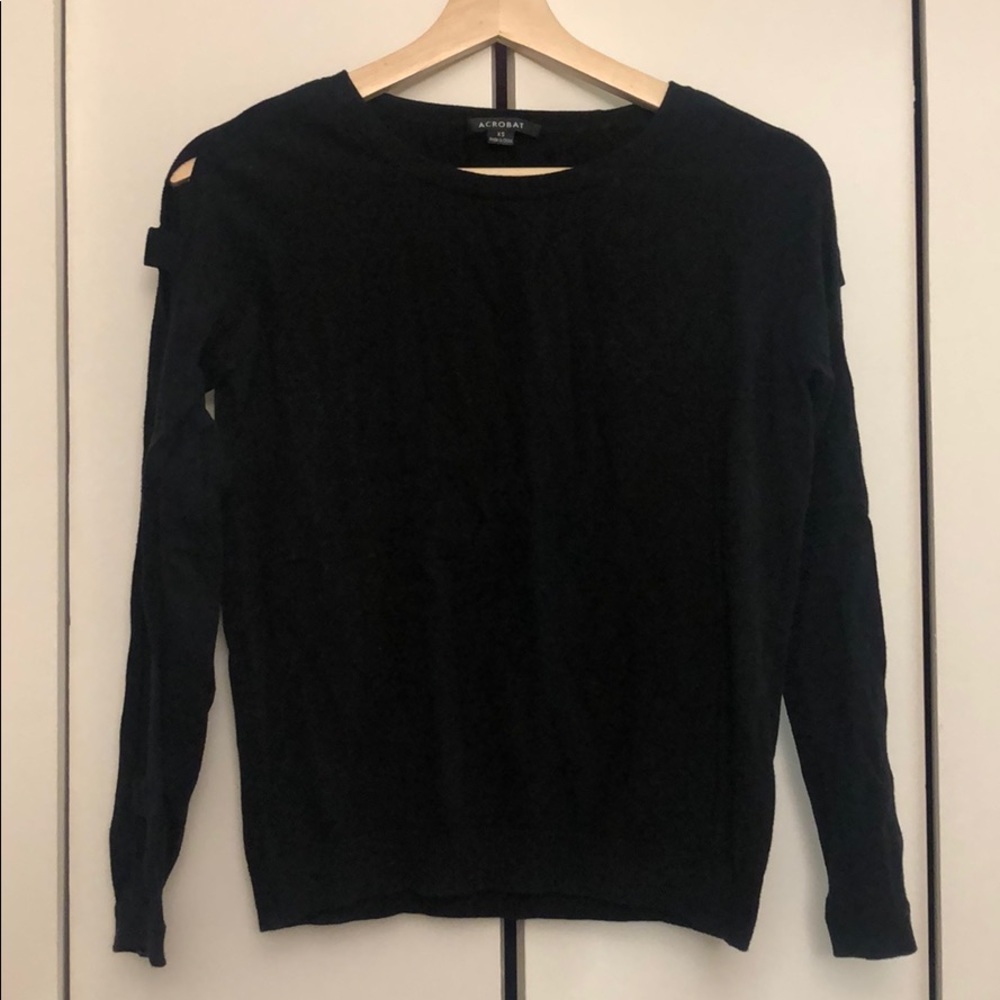Black longsleeve sweater with sleeve cutouts